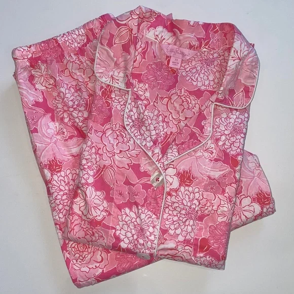 Extremely Rare Lilly Pulitzer Pajama Set in Pink Tropical Floral, Small - Picture 14 of 15